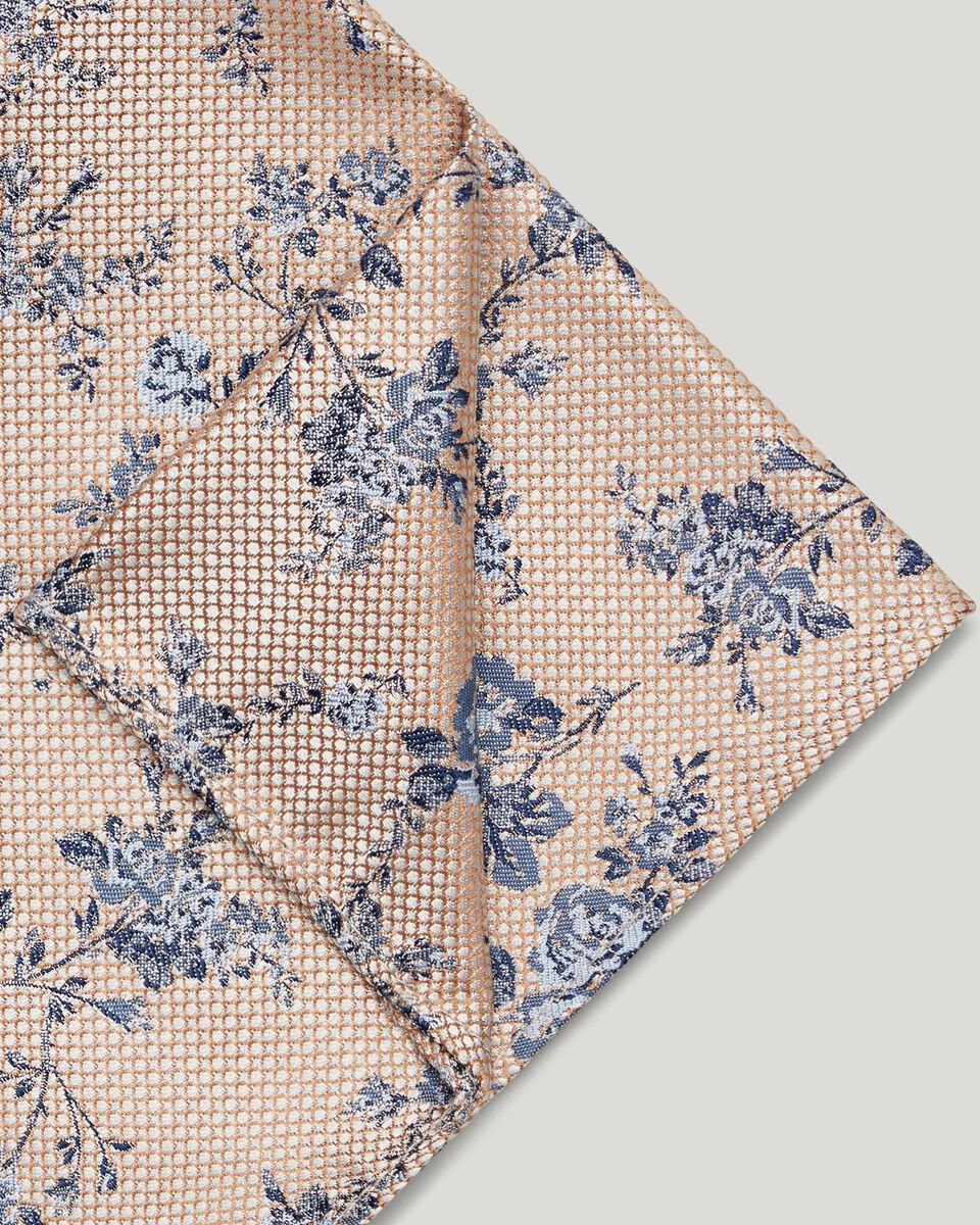 Floral Silk Pocket Square, Neutral, hi-res